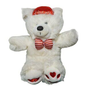 Vintage Walmart Valentine's Day Teddy Bear Plush Stuffed Animal I Love You Hat